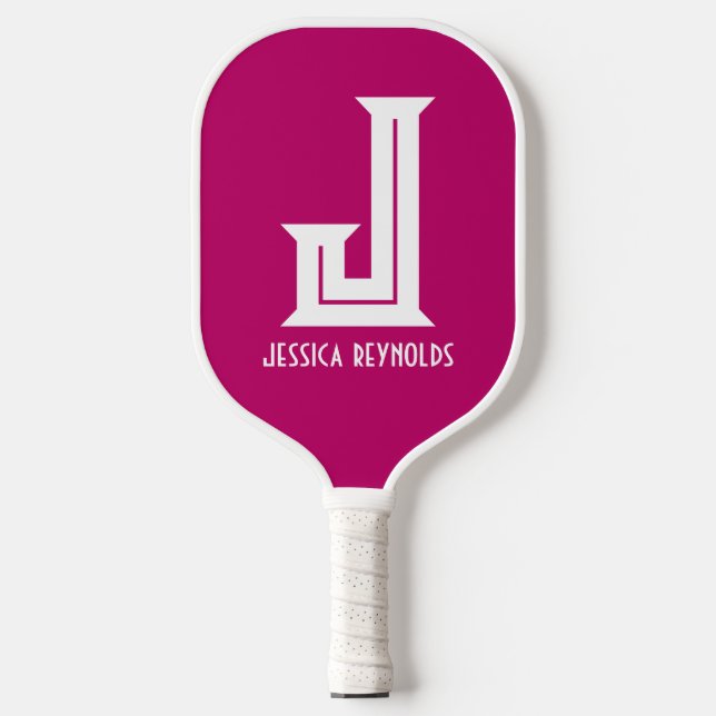 Raquette De Pickleball Monogramme minimal Pickleball rose chaud (Recto)