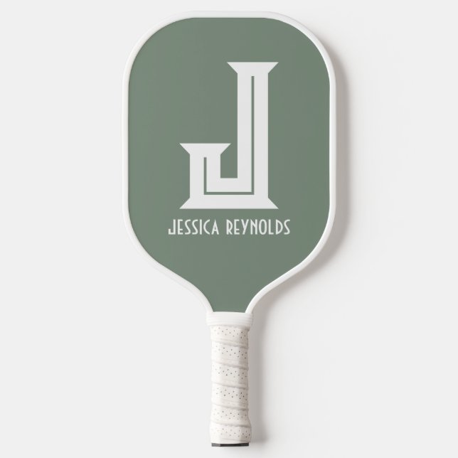 Raquette De Pickleball Monogramme minimal Sage Green Pickleball Paddle (Recto)