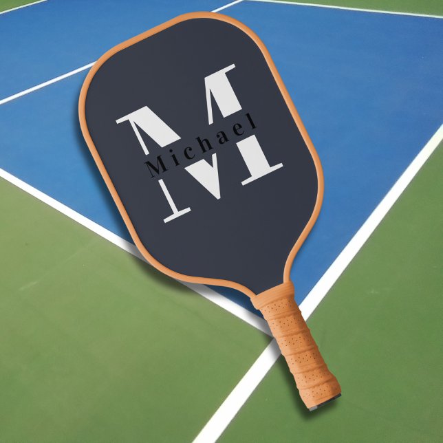 Raquette De Pickleball Monogramme minimal simple Nom monogramme + initial (Créateur téléchargé)