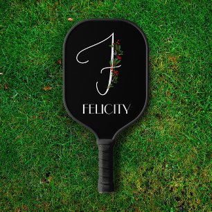 Raquette De Pickleball Monogramme minimaliste d'aquarelle F enseignant