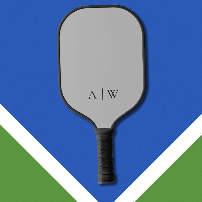 Raquette De Pickleball Monogramme minimaliste élégant gris (Créateur téléchargé)