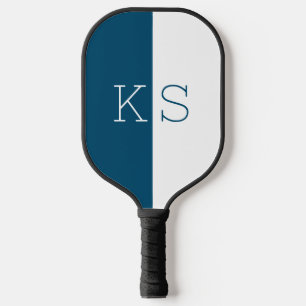 Raquette De Pickleball Monogramme minimaliste Turquoise bleu et blanc mod
