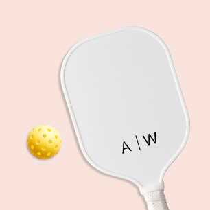 Raquette De Pickleball Monogramme moderne blanc minimaliste