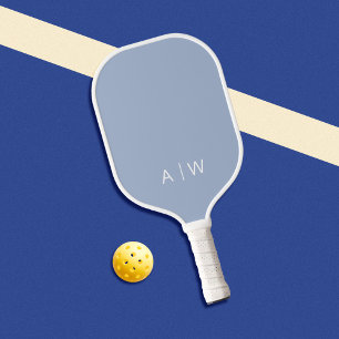 Raquette De Pickleball Monogramme moderne bleu minimaliste