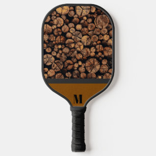 Raquette De Pickleball Monogramme moderne en bois rustique