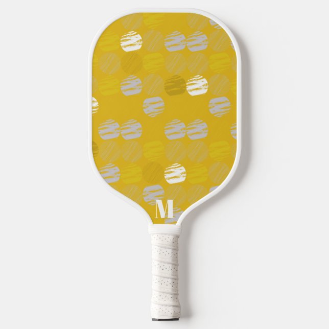 Raquette De Pickleball Monogramme moderne jaune et blanc Pickleball Paddl (Recto)