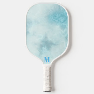 Raquette De Pickleball Monogramme moderne minimaliste bleu et blanc