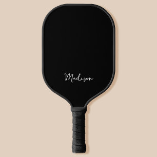 Raquette De Pickleball Monogramme moderne minimaliste noir et blanc