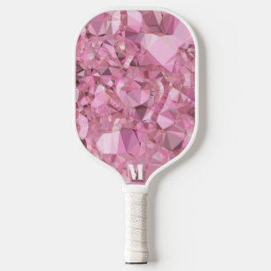 Raquette De Pickleball Monogramme moderne minimaliste rose et blanc