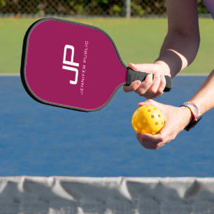 Raquette De Pickleball Monogramme moderne Modèle Élégant Viva Magenta