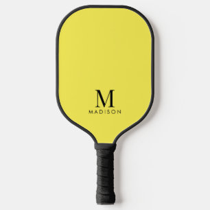 Raquette De Pickleball Monogramme moderne Nom jaune