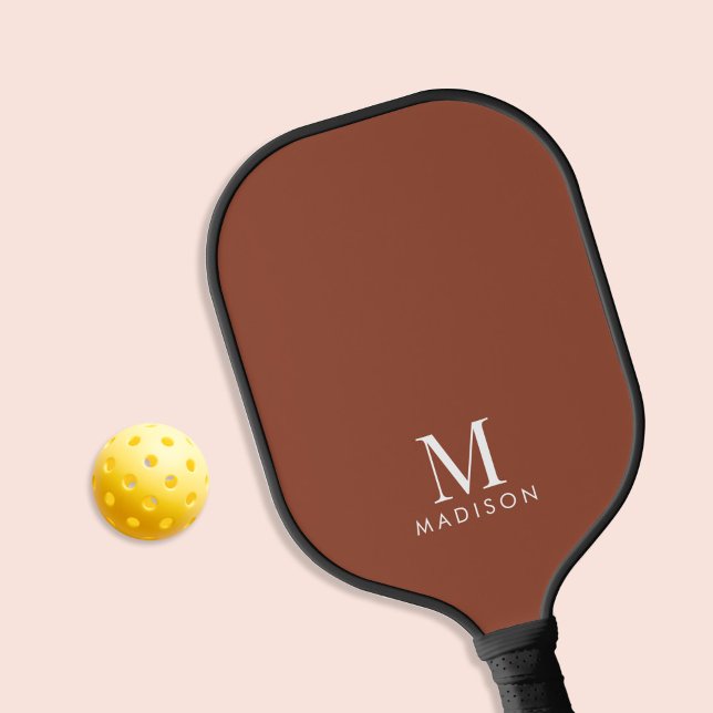 Raquette De Pickleball Monogramme moderne Nom Terracotta (Créateur téléchargé)