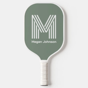 Raquette De Pickleball Monogramme moderne Sage Green Pickleball Paddle