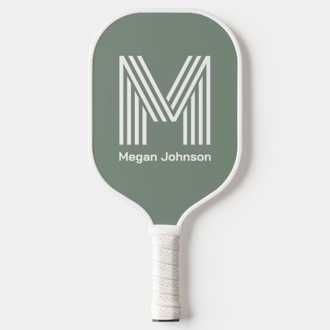 Raquette De Pickleball Monogramme moderne Sage Green Pickleball Paddle (Recto)