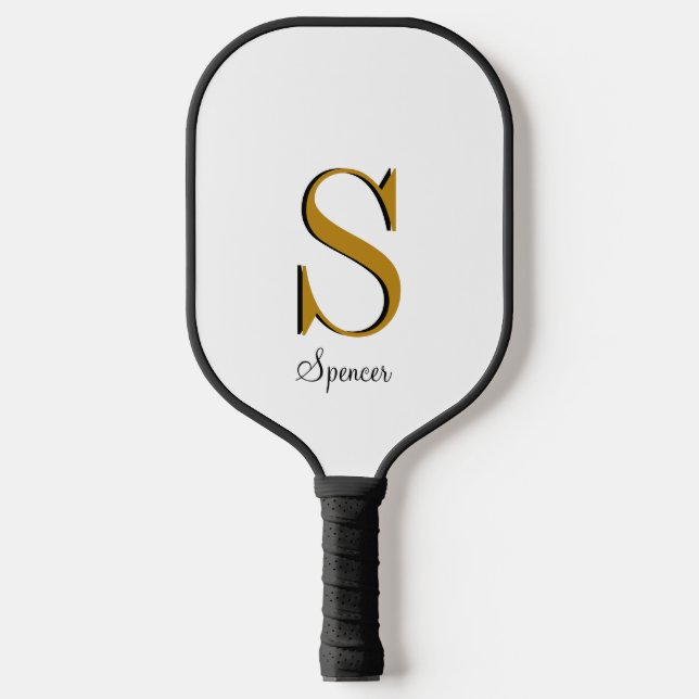 Raquette De Pickleball Monogramme noir or moderne (Recto)