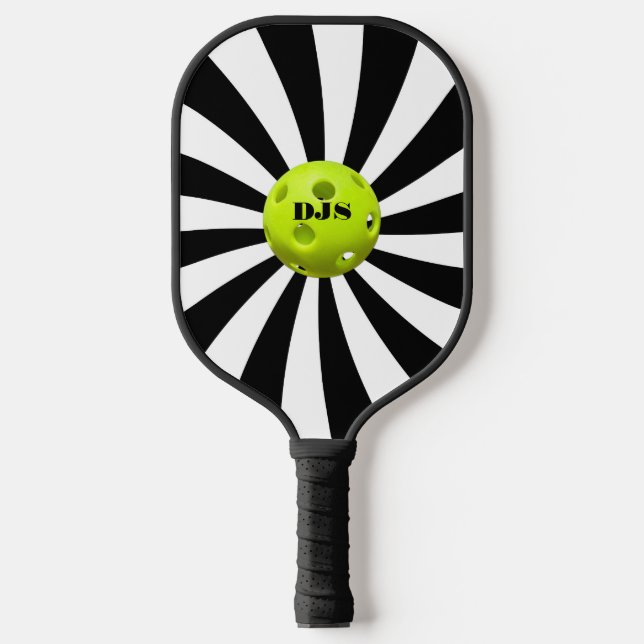 Raquette De Pickleball Monogramme Noir, White Starburst Striped (Recto)