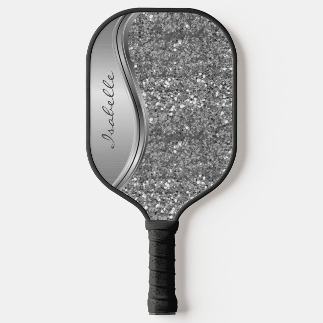 Raquette De Pickleball Monogramme Nom Rose Gold Parties scintillant look (Recto)