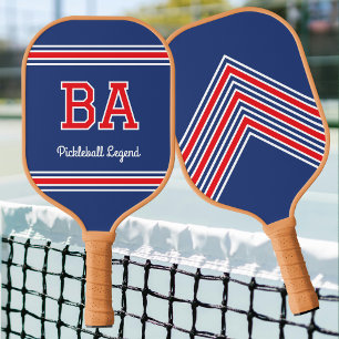 Raquette De Pickleball Monogramme personnalisé Initiales Rétro Marine Rou