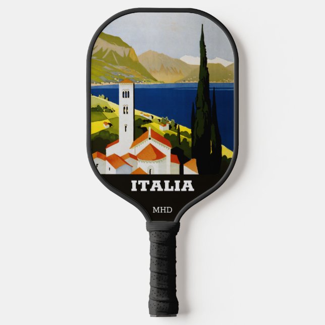 Raquette De Pickleball Monogramme personnalisé Lacs italiens (Recto)