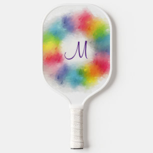 Raquette De Pickleball Monogramme personnalisé Modèle coloré moderne