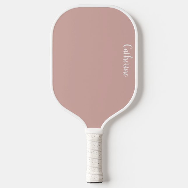 Raquette De Pickleball monogramme personnalisé, rose avec typographie de  (Recto)