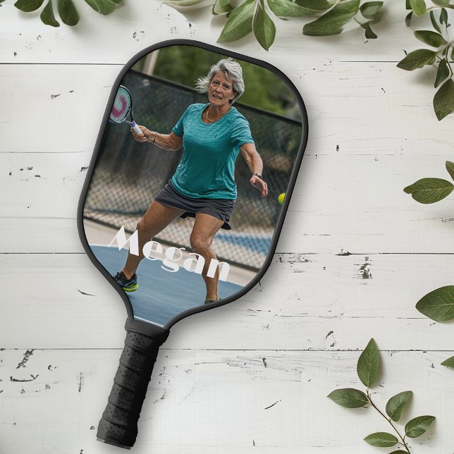 Raquette De Pickleball Monogramme photo et nom personnalisé (Créateur téléchargé)
