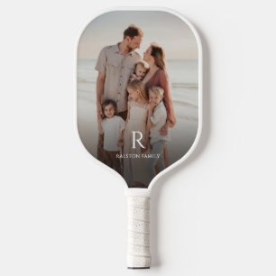 Raquette De Pickleball Monogramme photo personnalisée moderne et nom