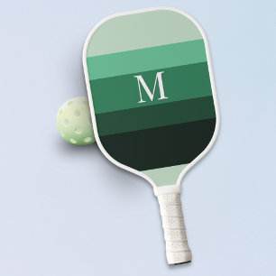 Raquette De Pickleball Monogramme rayé à dégradé vert moderne