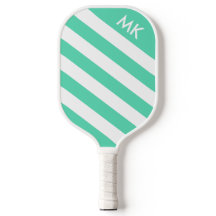 Monogramme rayé de sarcelle clair et blanc
