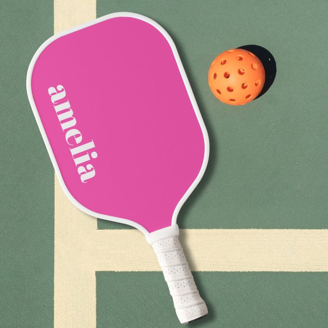 Raquette De Pickleball Monogramme rose chaud moderne (Créateur téléchargé)