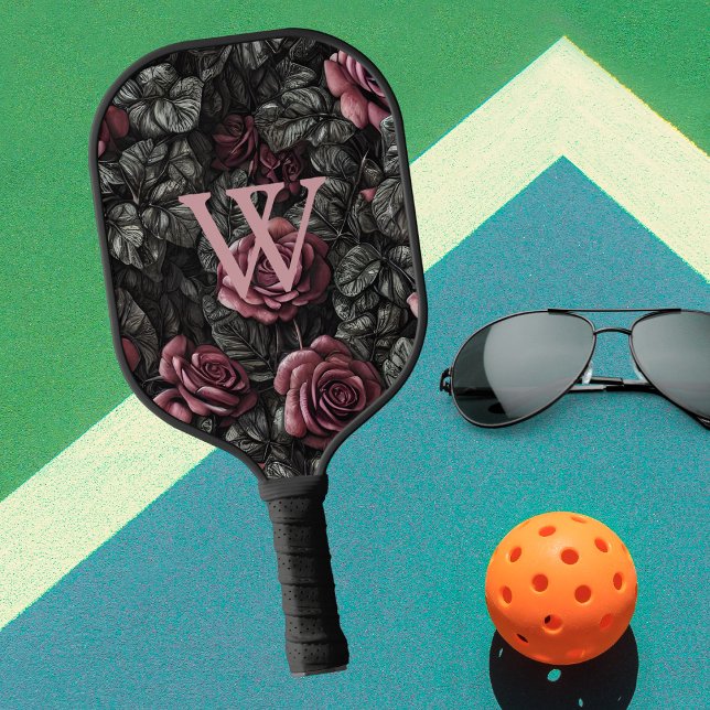 Raquette De Pickleball Monogramme Rose vintage (Créateur téléchargé)