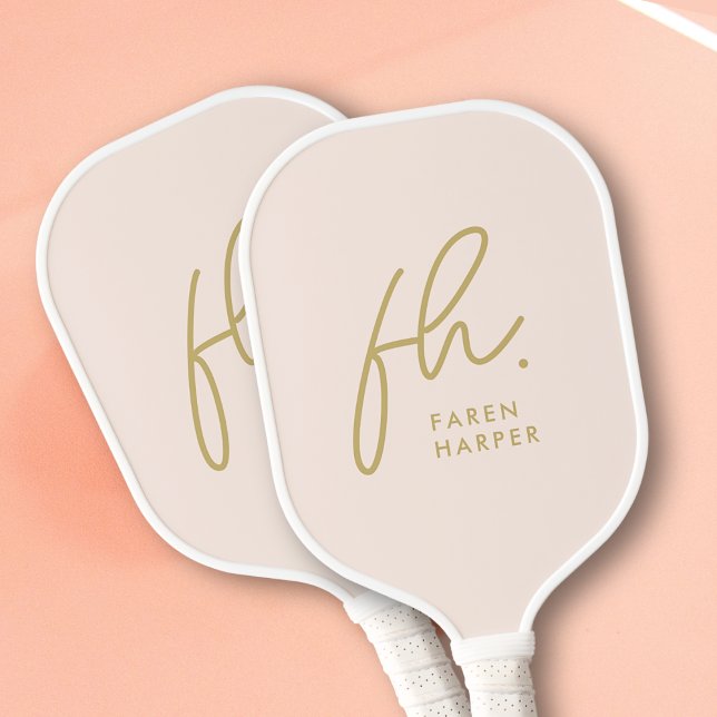 Raquette De Pickleball Monogramme Script Moderne Fille (Créateur téléchargé)