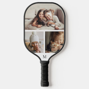 Raquette De Pickleball Monogramme simple 3 photo Collage
