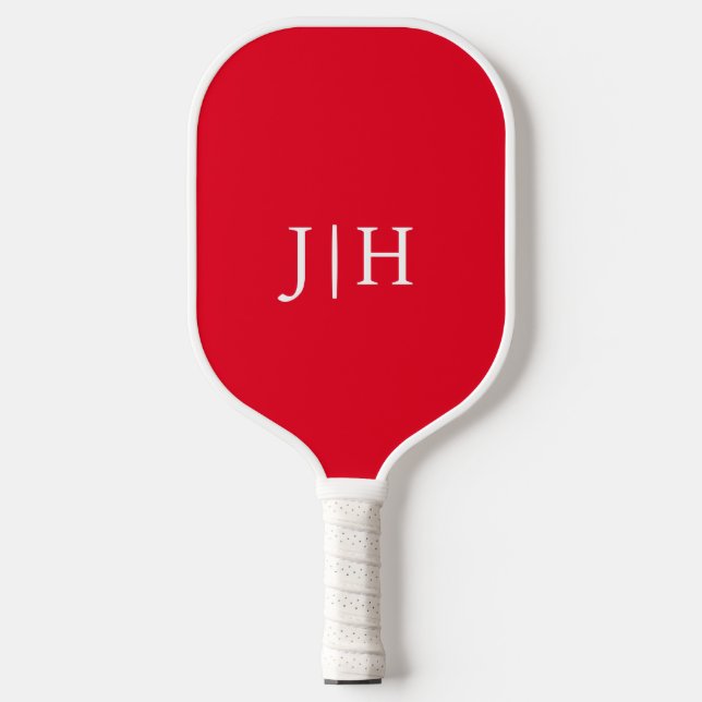 Raquette De Pickleball Monogramme simple classique rouge/blanc minimalist (Recto)
