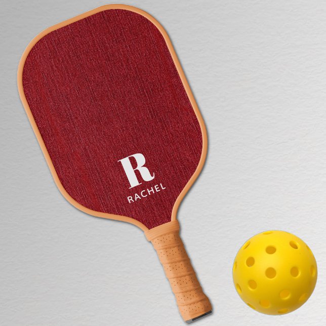 Raquette De Pickleball Monogramme Simple Moderne Ruby Rouge Denim Imprime (Créateur téléchargé)