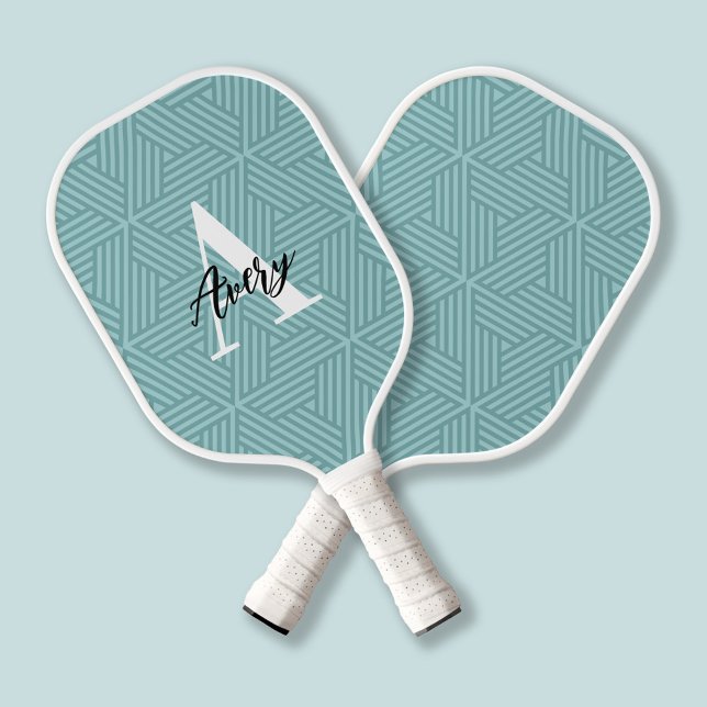 Raquette De Pickleball Monogramme tendance avec superposition de nom de s (Créateur téléchargé)