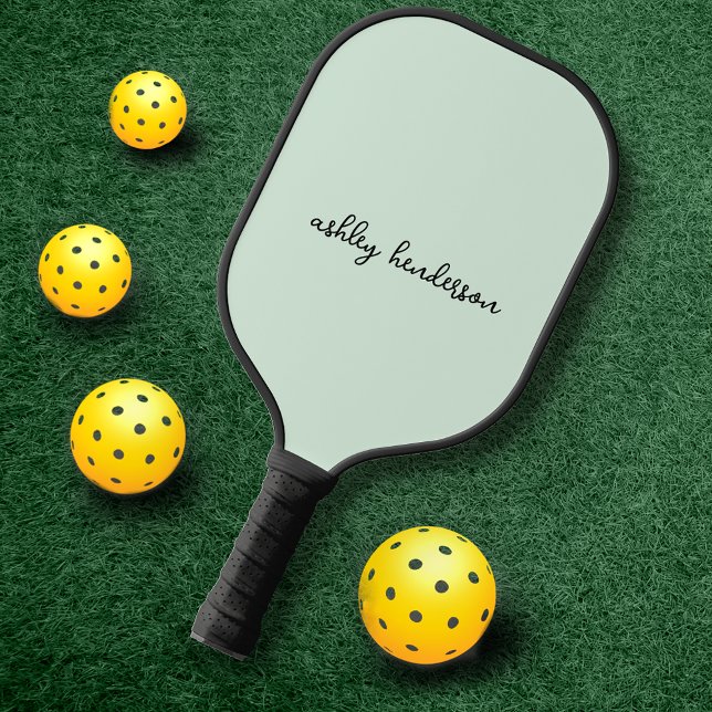 Raquette De Pickleball Monogramme vert simple Nom complet (Créateur téléchargé)