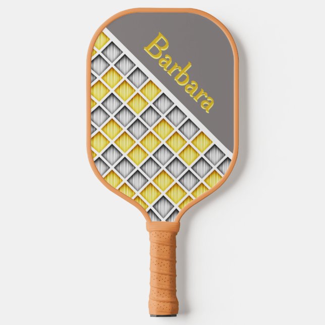 Raquette De Pickleball Monogrammed Gray And Yellow Pickleball Paddle (Recto)