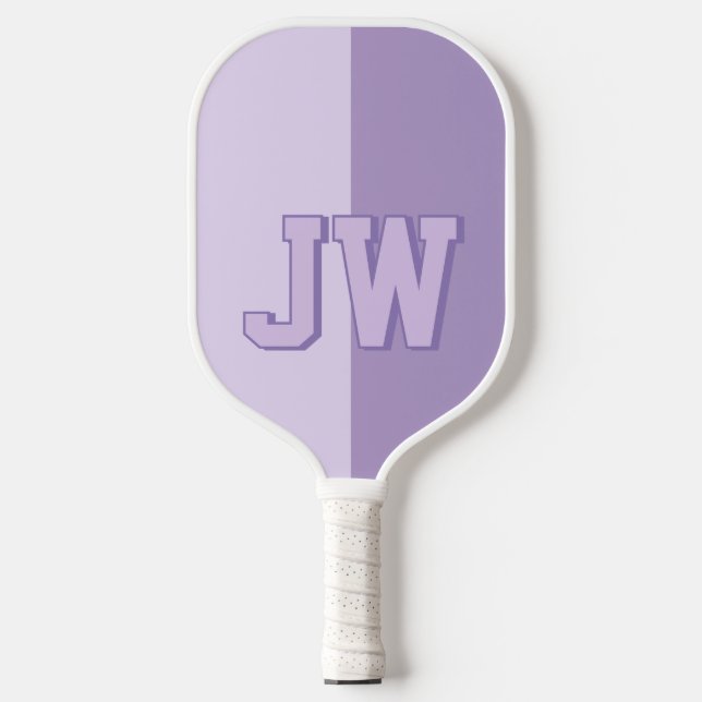 Raquette De Pickleball Monogrammes Ajouter votre nom Purple & Lilac (Recto)