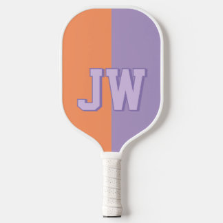 Raquette De Pickleball Monogrammes Ajouter votre nom Purple & Orange