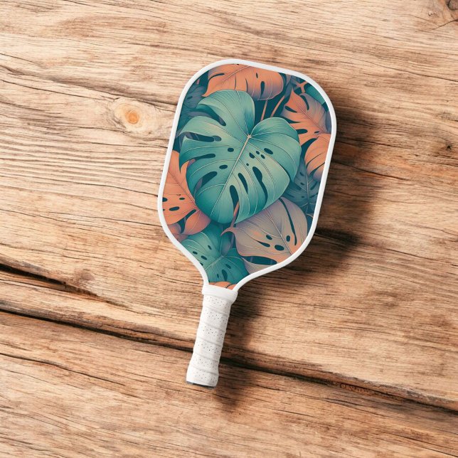 Raquette De Pickleball Monstera Tropical Aquarelle Verdure Palm Feuilles (Créateur téléchargé)