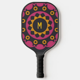 Raquette De Pickleball mosaïque noire, nom personnalisé