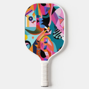 Raquette De Pickleball Motif Abstrait surréaliste coloré