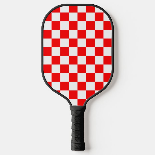 Raquette De Pickleball Motif chèque À damiers blanc rouge (Recto)