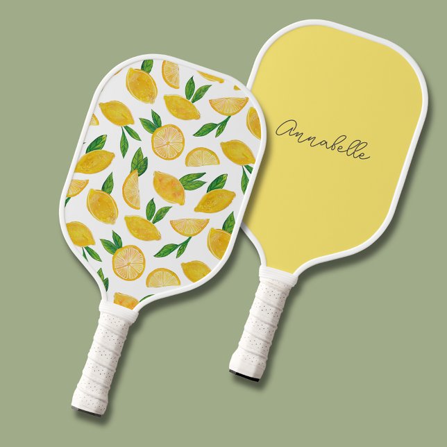 Raquette De Pickleball Motif citron (Citrus lemon pickleball paddle. Personalize with your own name one side. )
