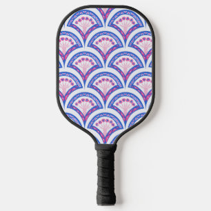 Raquette De Pickleball motif damassé floral bleu