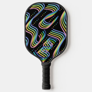 Raquette De Pickleball Motif d'art de rangées de rubans colorés arc-en-ci