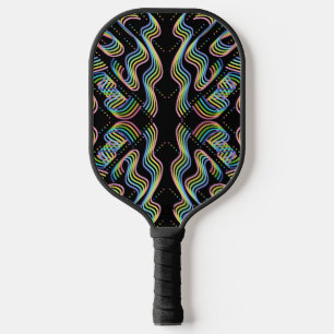 Raquette De Pickleball Motif d'art de rangées de rubans de couleur arc-en