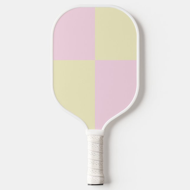 Raquette De Pickleball Motif de chèques rose jaune (Recto)