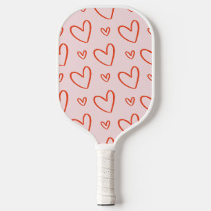 Raquette De Pickleball Motif de coeur rose et rouge Preppy